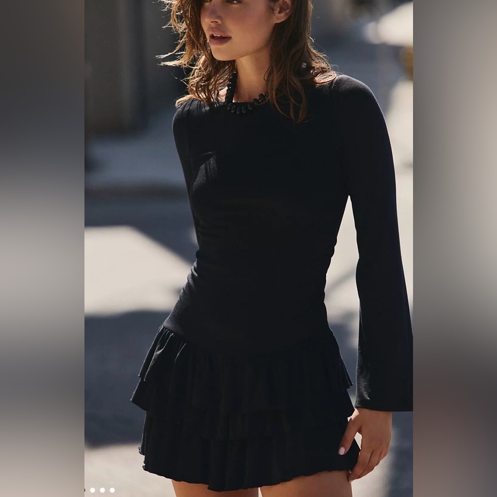 Free People Freeest Good Feels Ruffle Long-Sleeve Mini Dress $70 Still online